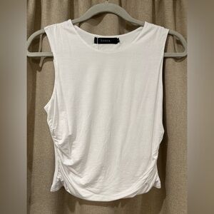 NWT White Sleeveless Side-Ruched Tank